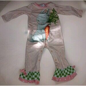 Penelope Plumm Boutique One Piece Romper 2T Bunny Rabbit Carrot